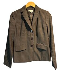 Ann Taylor Factory Store Size 2 Pinstriped Blazer Gray White Professional Office